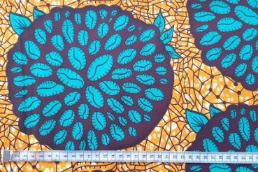 Preview: TURQUOISE SEEDBALL Waxprint Stoff
